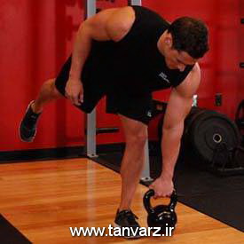 حرکت ددلیفت کتل بل با یک پا Kettlebell One Legged Deadlift
