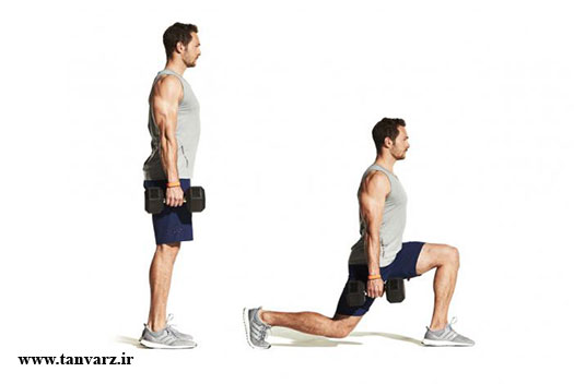 خیز معکوس با دمبل برنامه افزایش ججم برای افراد لاغر